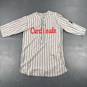 St Louis Cardinals Jersey Adult XL Gray Throwback Retro Henley Striped SGA